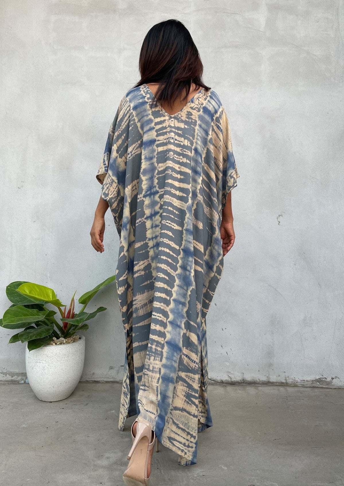 MALA handworks Camila Kaftan in Gray and Bronze Tie Dye