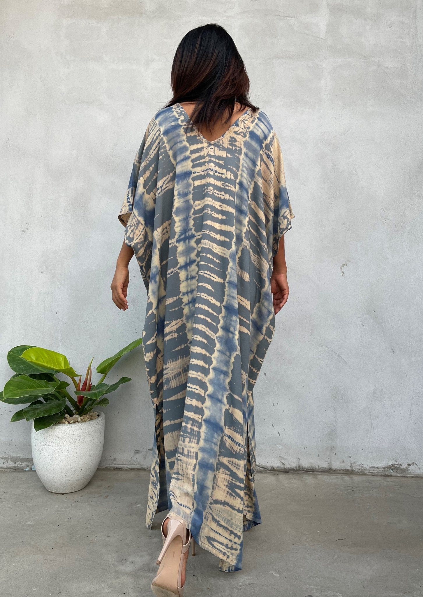 MALA handworks Camila Kaftan in Gray and Bronze Tie Dye