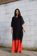 MALA handworks  Cora Kaftan in Black and Red Hand Painted Batik