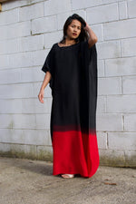 MALA handworks  Cora Kaftan in Black and Red Hand Painted Batik
