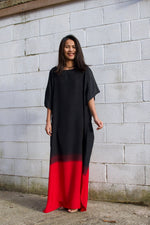 MALA handworks  Cora Kaftan in Black and Red Hand Painted Batik