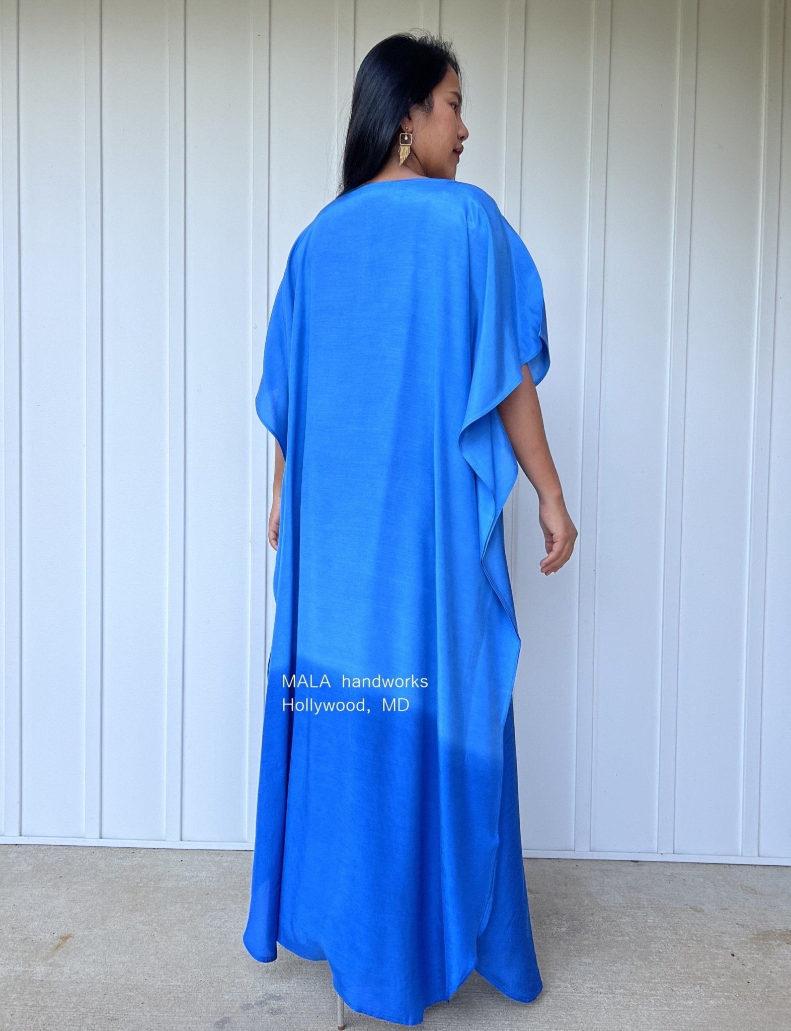 MALA handworks  Cora Kaftan in Blue and Hand Painted Batik