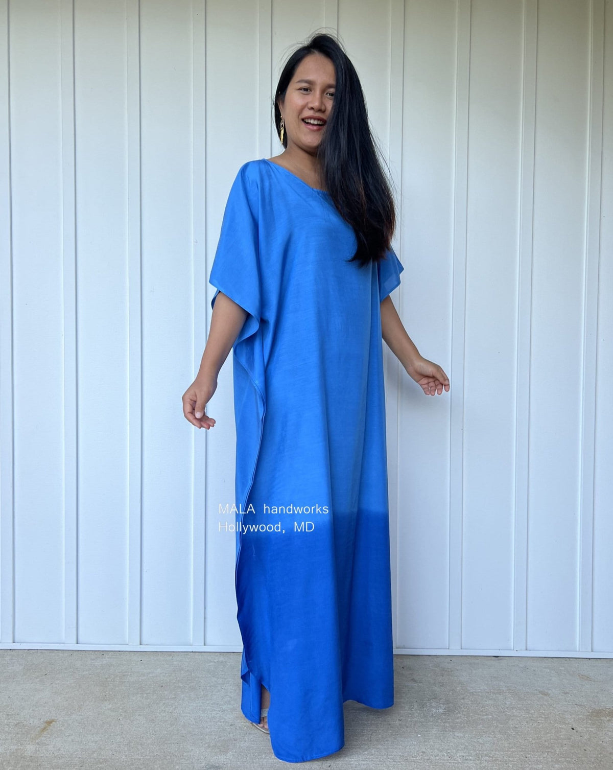 MALA handworks  Cora Kaftan in Blue and Hand Painted Batik