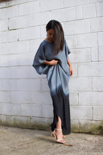 MALA handworks  Cora Kaftan in Gray and Black Hand Painted Batik