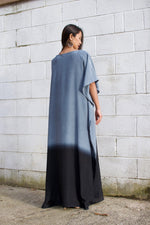 MALA handworks  Cora Kaftan in Gray and Black Hand Painted Batik