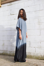 MALA handworks  Cora Kaftan in Gray and Black Hand Painted Batik