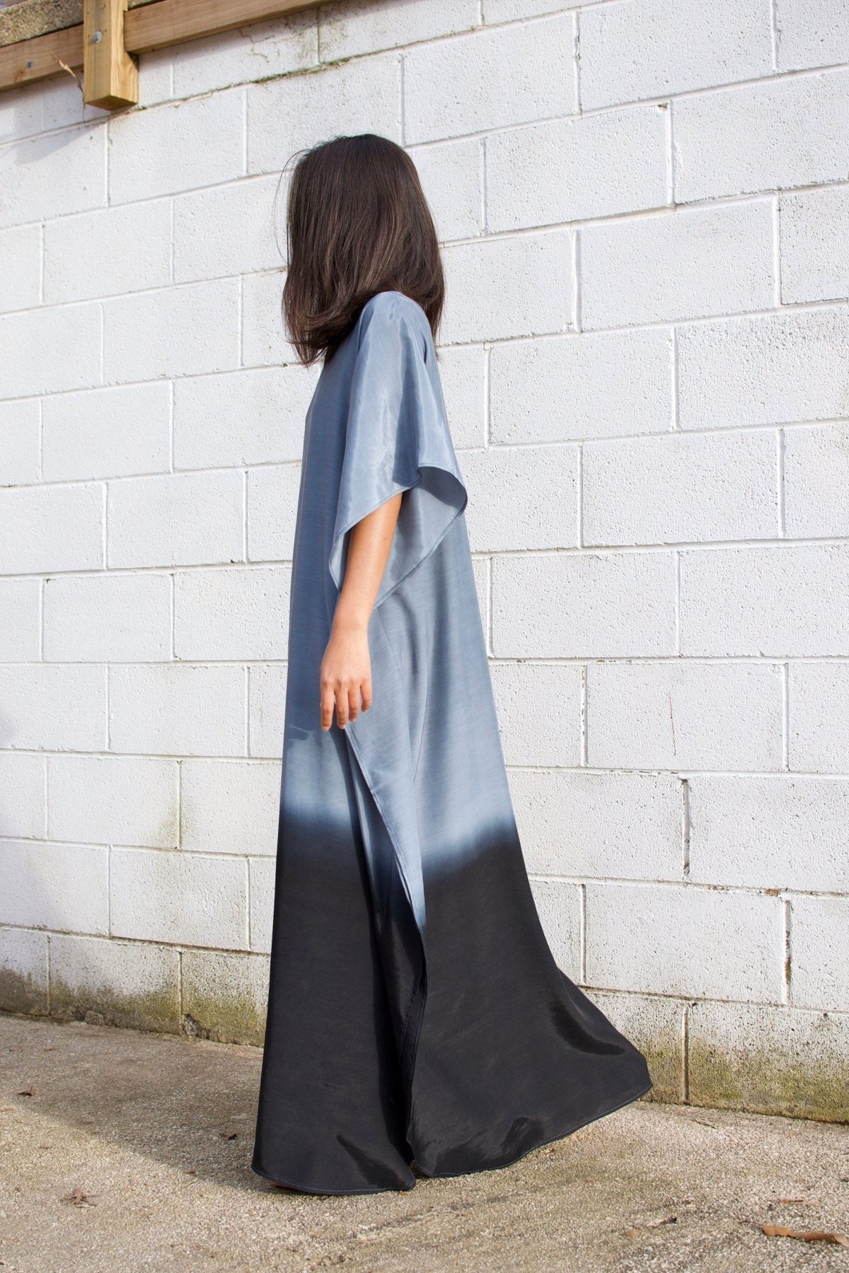 MALA handworks  Cora Kaftan in Gray and Black Hand Painted Batik