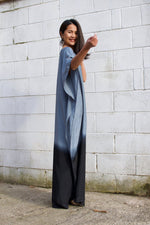 MALA handworks  Cora Kaftan in Gray and Black Hand Painted Batik