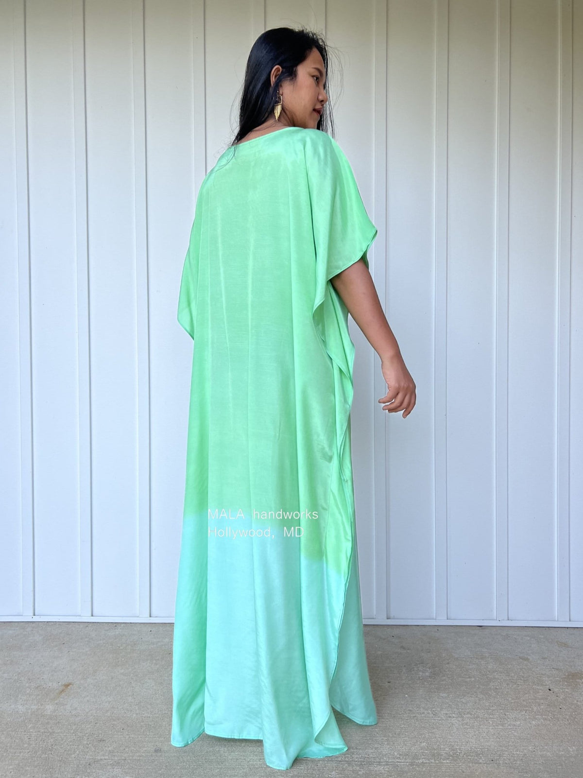 MALA handworks  Cora Kaftan in Green and Hand Painted Batik
