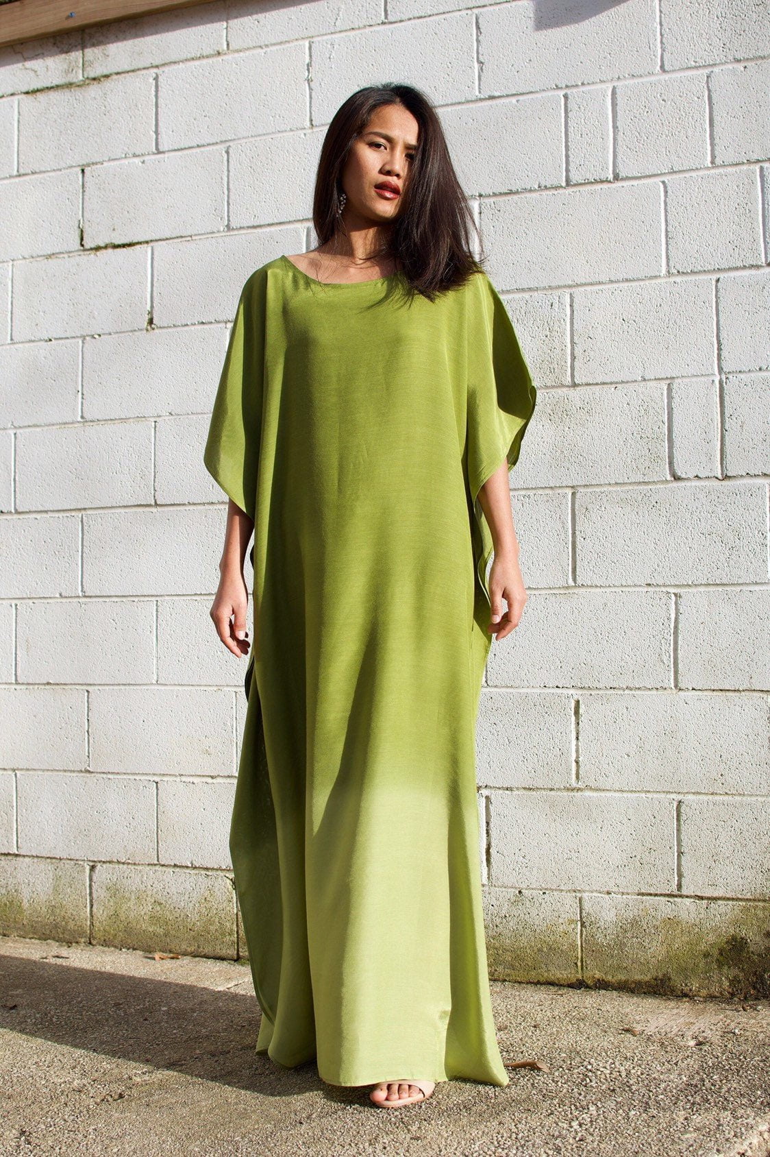 MALA handworks  Cora Kaftan in Green and Hand Painted Batik