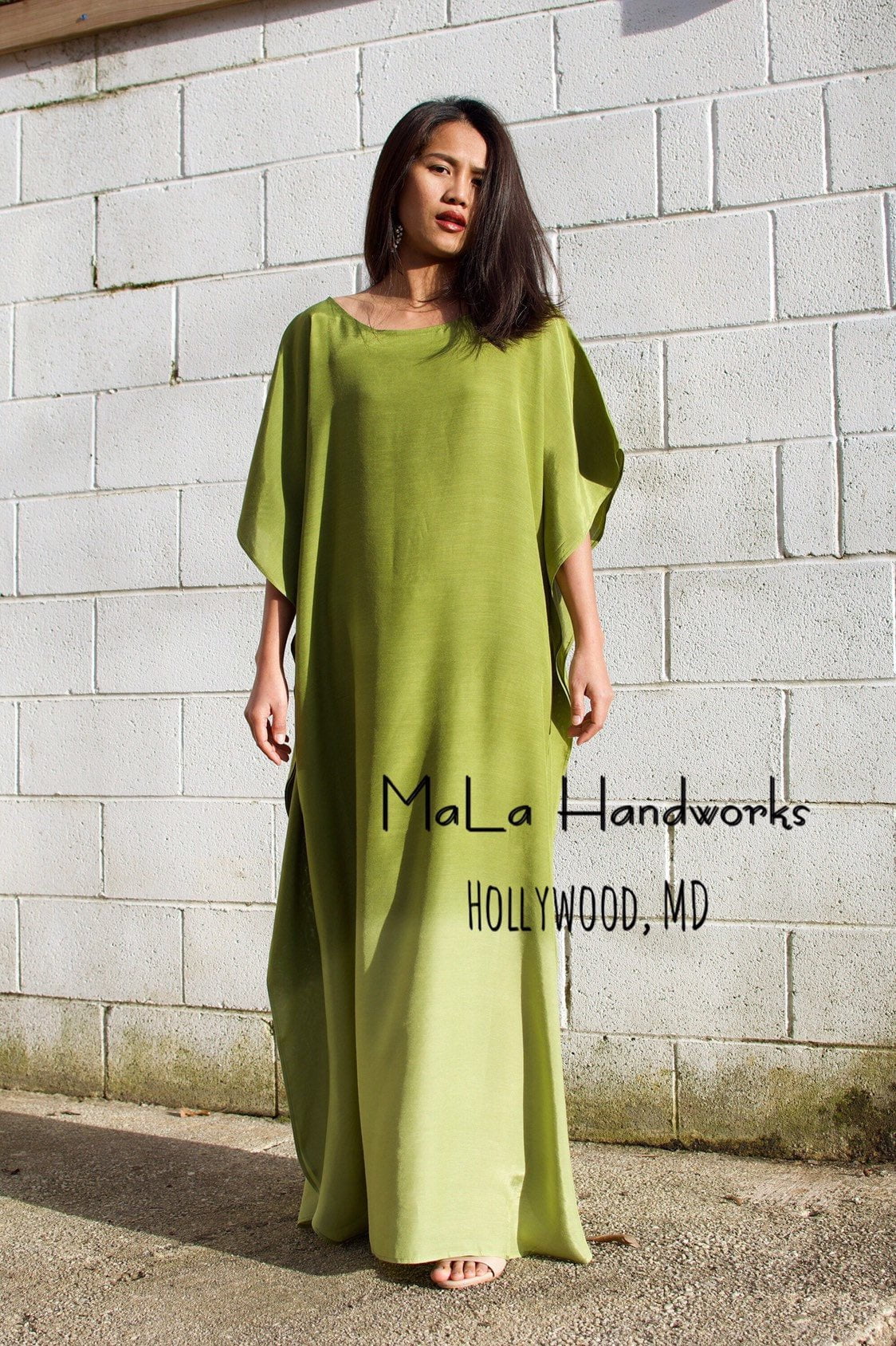 MALA handworks  Cora Kaftan in Green and Hand Painted Batik