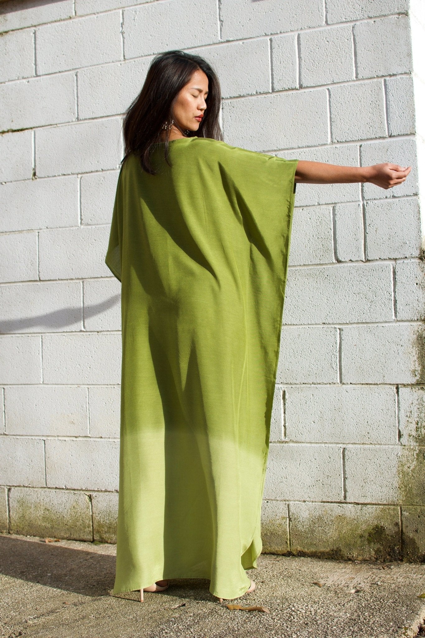 MALA handworks  Cora Kaftan in Green and Hand Painted Batik