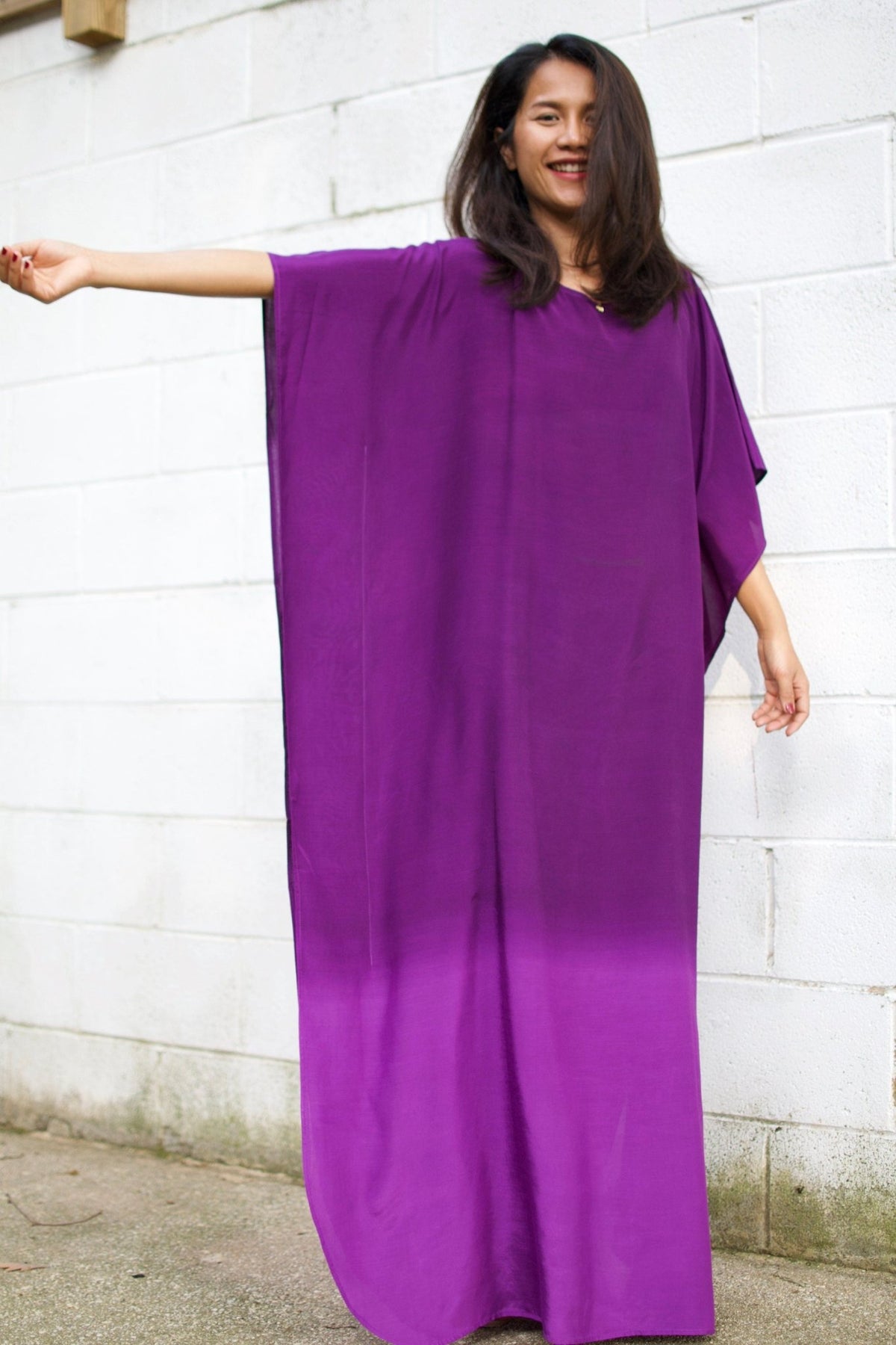 MALA handworks  Cora Kaftan in Purple and Hand Painted Batik