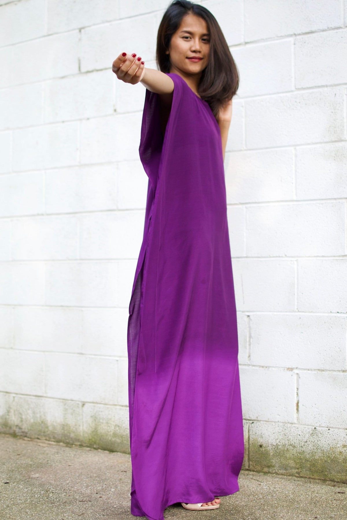 MALA handworks  Cora Kaftan in Purple and Hand Painted Batik