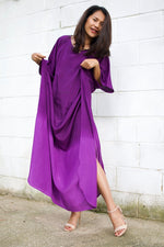 MALA handworks  Cora Kaftan in Purple and Hand Painted Batik