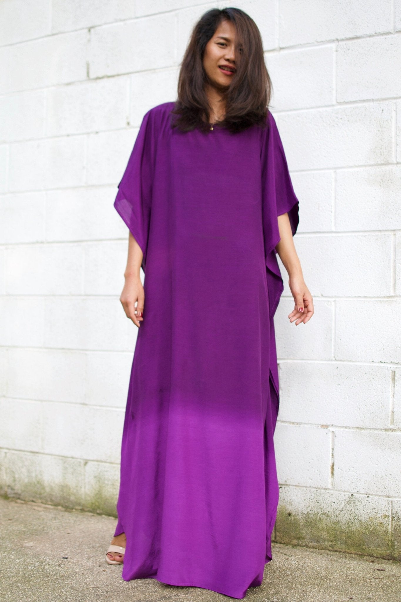 MALA handworks  Cora Kaftan in Purple and Hand Painted Batik