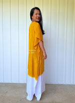 MALA handworks  Cora Kaftan in Yellow and White Hand Painted Batik