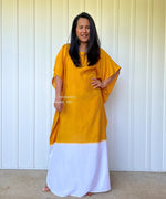 MALA handworks  Cora Kaftan in Yellow and White Hand Painted Batik