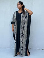 Mala Handworks Luna Glyph Kaftan in Black and Gray