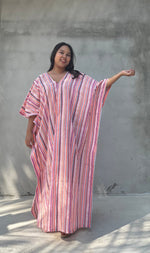 Mala Handworks Ella Plus Size Cotton Kaftan with Bubblegum Stripes