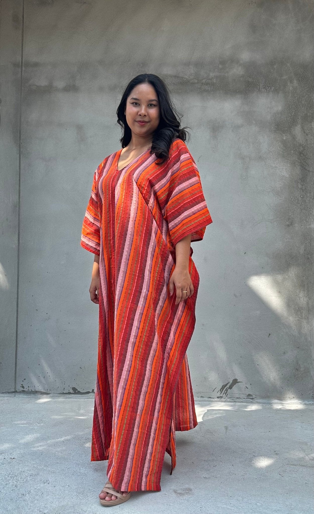 Mala Handworks Ella Plus Size Cotton Kaftan with Flame Stripes