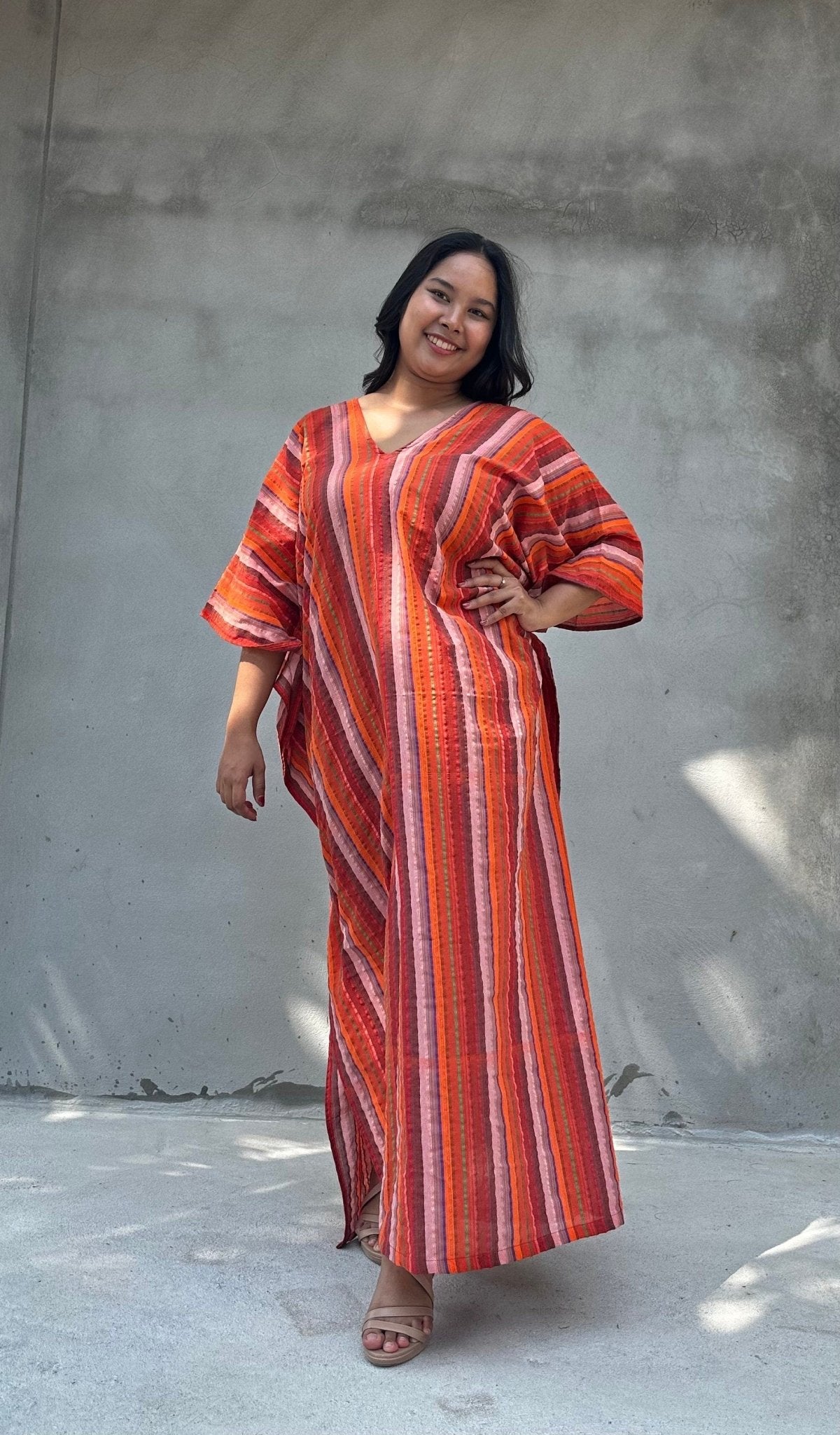 Mala Handworks Ella Plus Size Cotton Kaftan with Flame Stripes