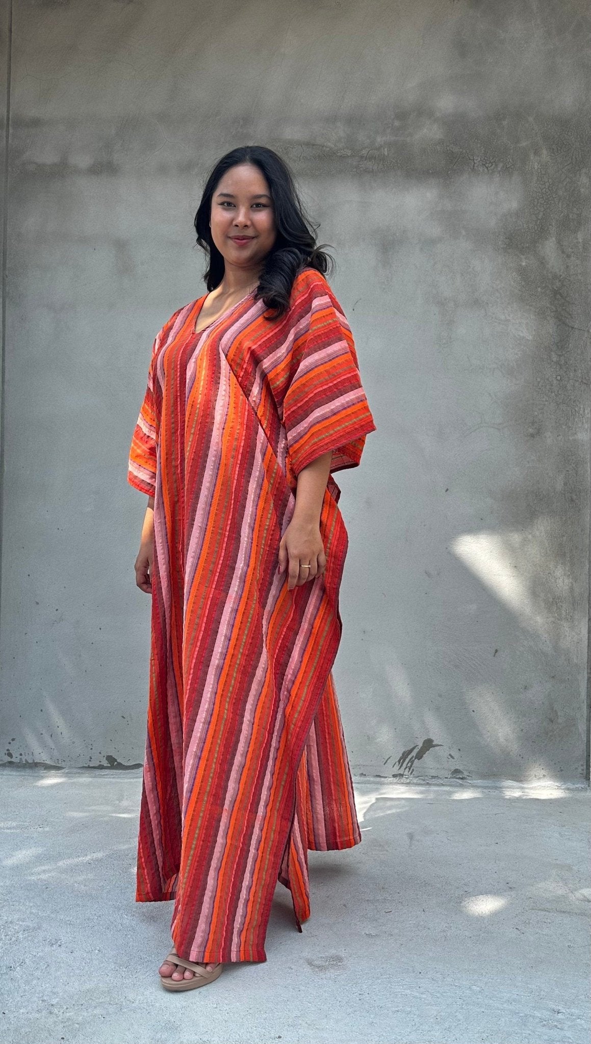 Mala Handworks Ella Plus Size Cotton Kaftan with Flame Stripes