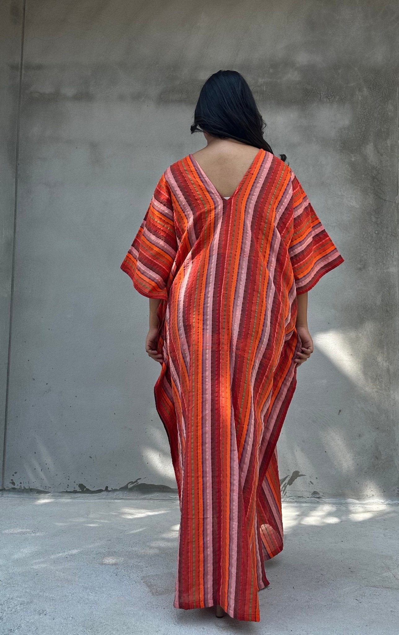 Mala Handworks Ella Plus Size Cotton Kaftan with Flame Stripes