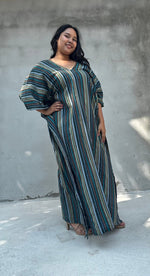 Mala Handworks Ella Plus Size Cotton Kaftan with Jade Stripes