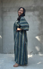 Mala Handworks Ella Plus Size Cotton Kaftan with Jade Stripes