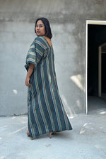 Mala Handworks Ella Plus Size Cotton Kaftan with Jade Stripes