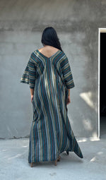 Mala Handworks Ella Plus Size Cotton Kaftan with Jade Stripes