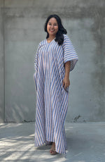 Mala Handworks Ella Plus Size Cotton Kaftan with Mist Stripes