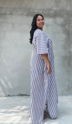 Mala Handworks Ella Plus Size Cotton Kaftan with Mist Stripes