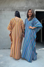 Mala Handworks Ella Plus Size Cotton Kaftan with Orange Stripes