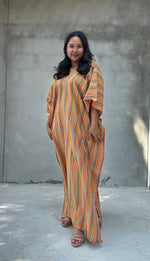 Mala Handworks Ella Plus Size Cotton Kaftan with Orange Stripes
