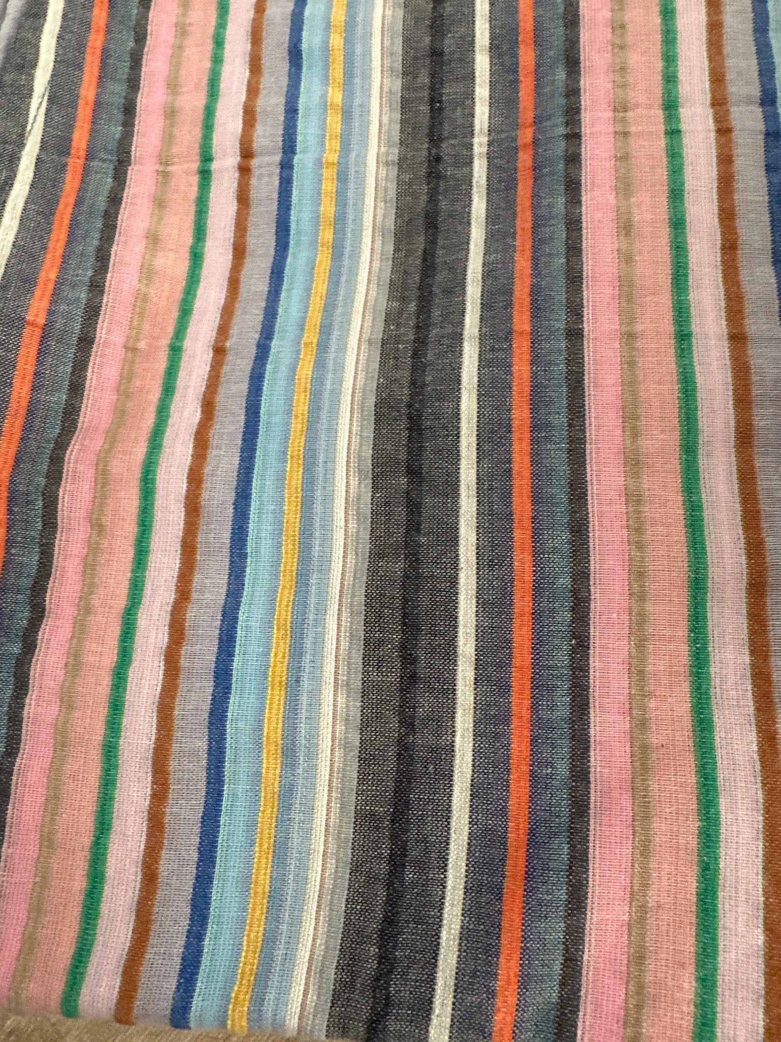 Mala Handworks Ella Plus Size Cotton Kaftan with Peach and Silver Stripes