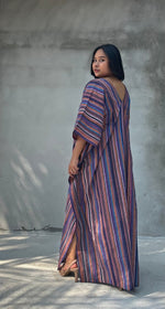 Mala Handworks Ella Plus Size Cotton Kaftan with Purple Stripes