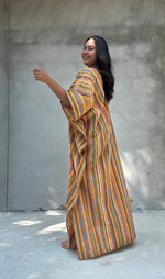 Mala Handworks Ella Plus Size Cotton Kaftan with Tangerine Stripes