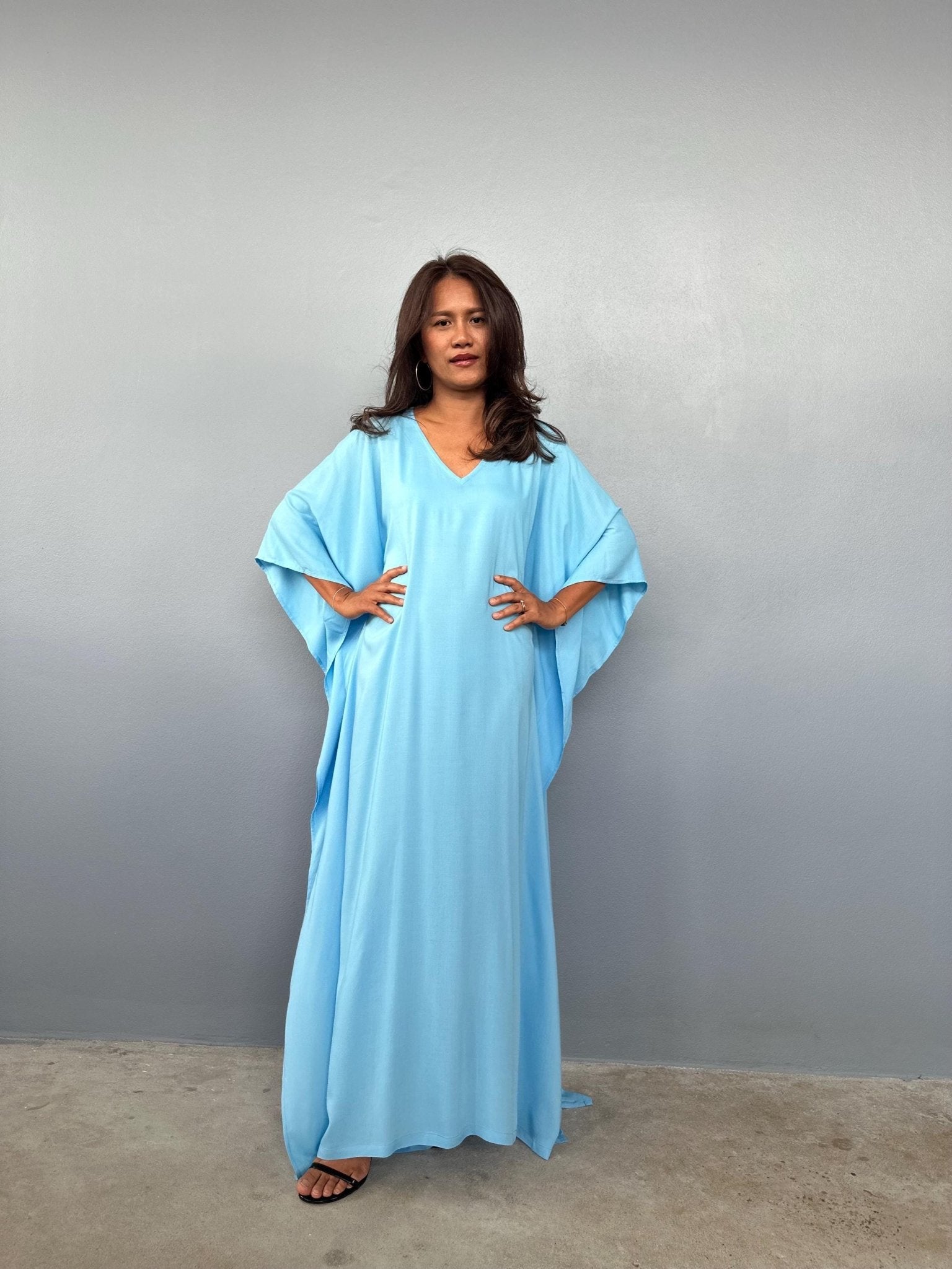 Mala Handworks Eva Kaftan in Aqua