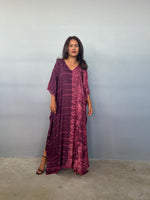 Mala Handworks Eva Kaftan in Eggplant Tie Dye