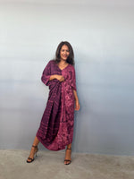 Mala Handworks Eva Kaftan in Eggplant Tie Dye