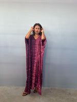 Mala Handworks Eva Kaftan in Eggplant Tie Dye