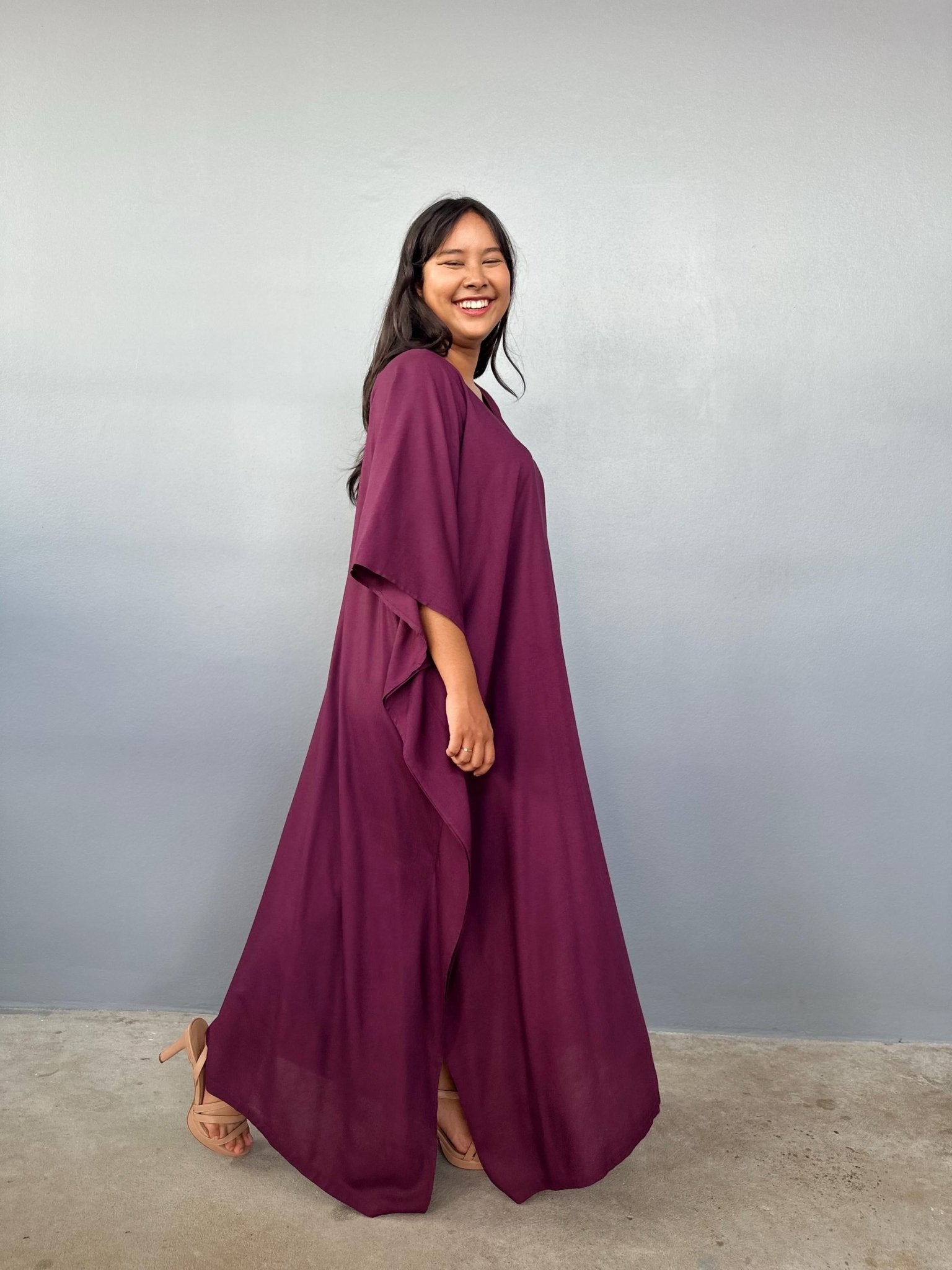 Mala Handworks Eva Kaftan in Eggplant