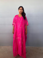 Mala Handworks Eva Kaftan in Fuchsia Tie Dye