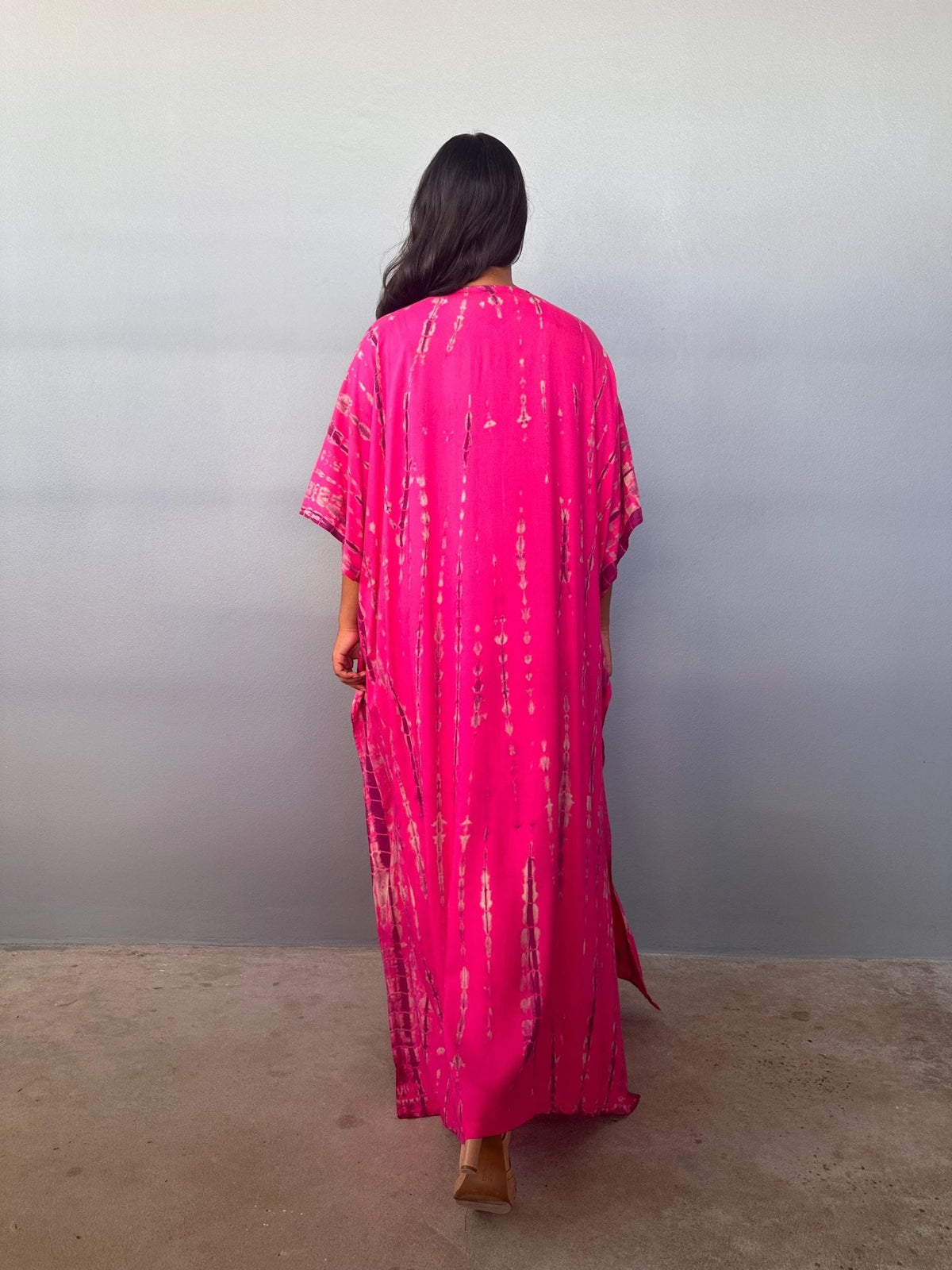 Mala Handworks Eva Kaftan in Fuchsia Tie Dye