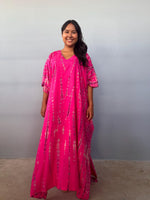Mala Handworks Eva Kaftan in Fuchsia Tie Dye