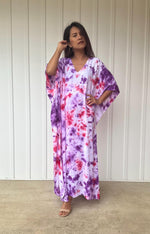 Mala Handworks Eva Kaftan in Purple and Pink Rainbow Tie Dye