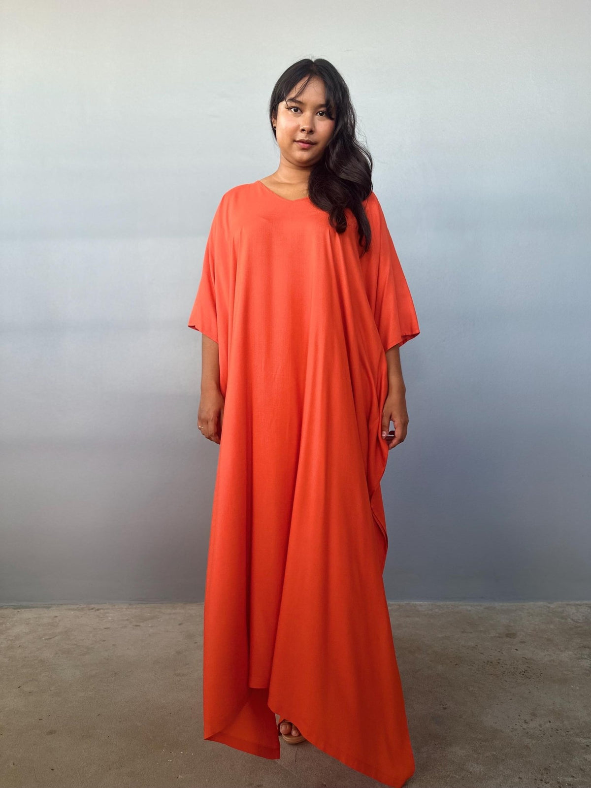 Mala Handworks Eva Kaftan in Tangerine