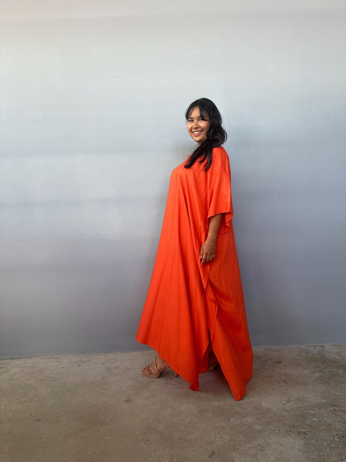 Mala Handworks Eva Kaftan in Tangerine